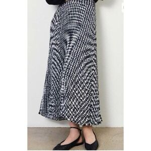 ba&sh Bessie Black White Geometric Print Pleated Midi Skirt Size 1/S/4 Preppy